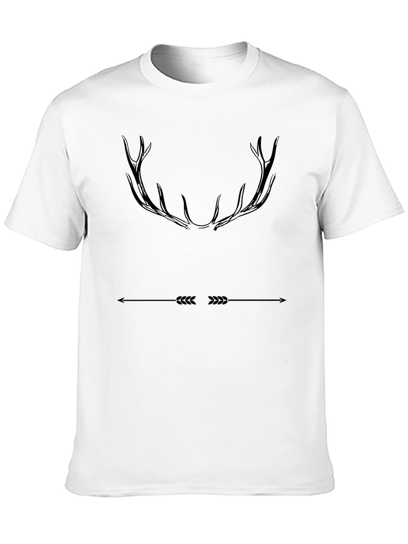 Mens Black T-Shirt with Antler and Arrow Design