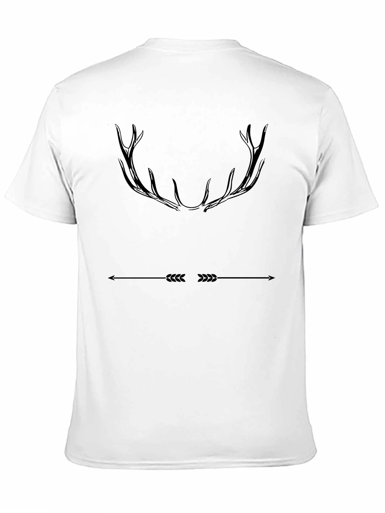 Mens Black T-Shirt with Antler and Arrow Design