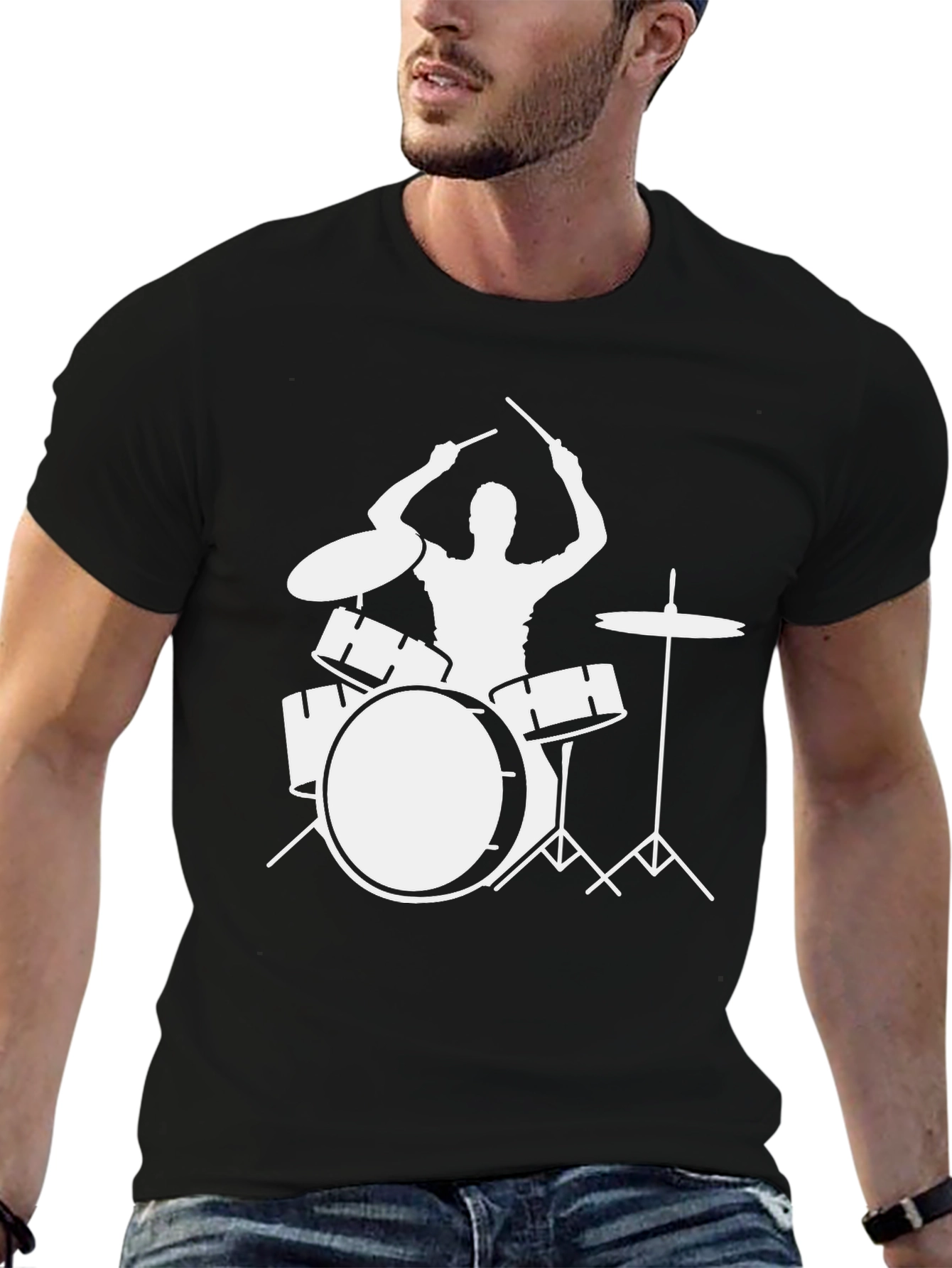 Drummer Silhouette T-Shirt - Musician Tee