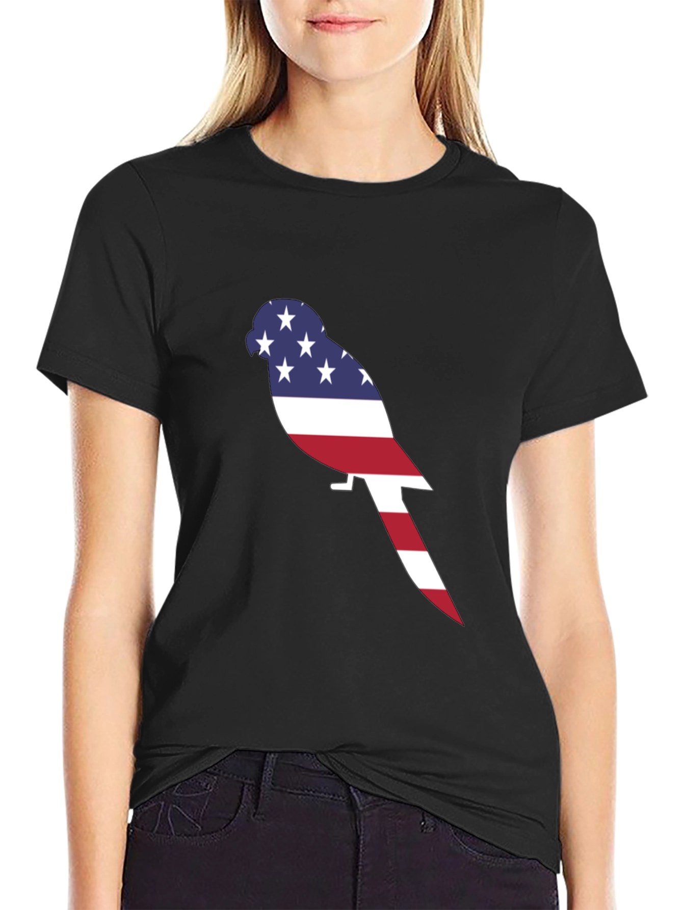 Patriotic Parrot Graphic Tee - American Pride
