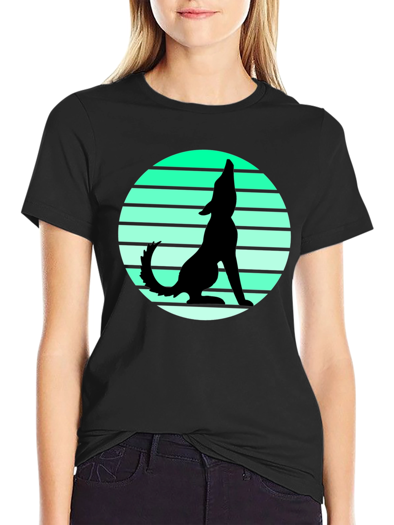 Wolf Silhouette Graphic Tee - Black T-Shirt