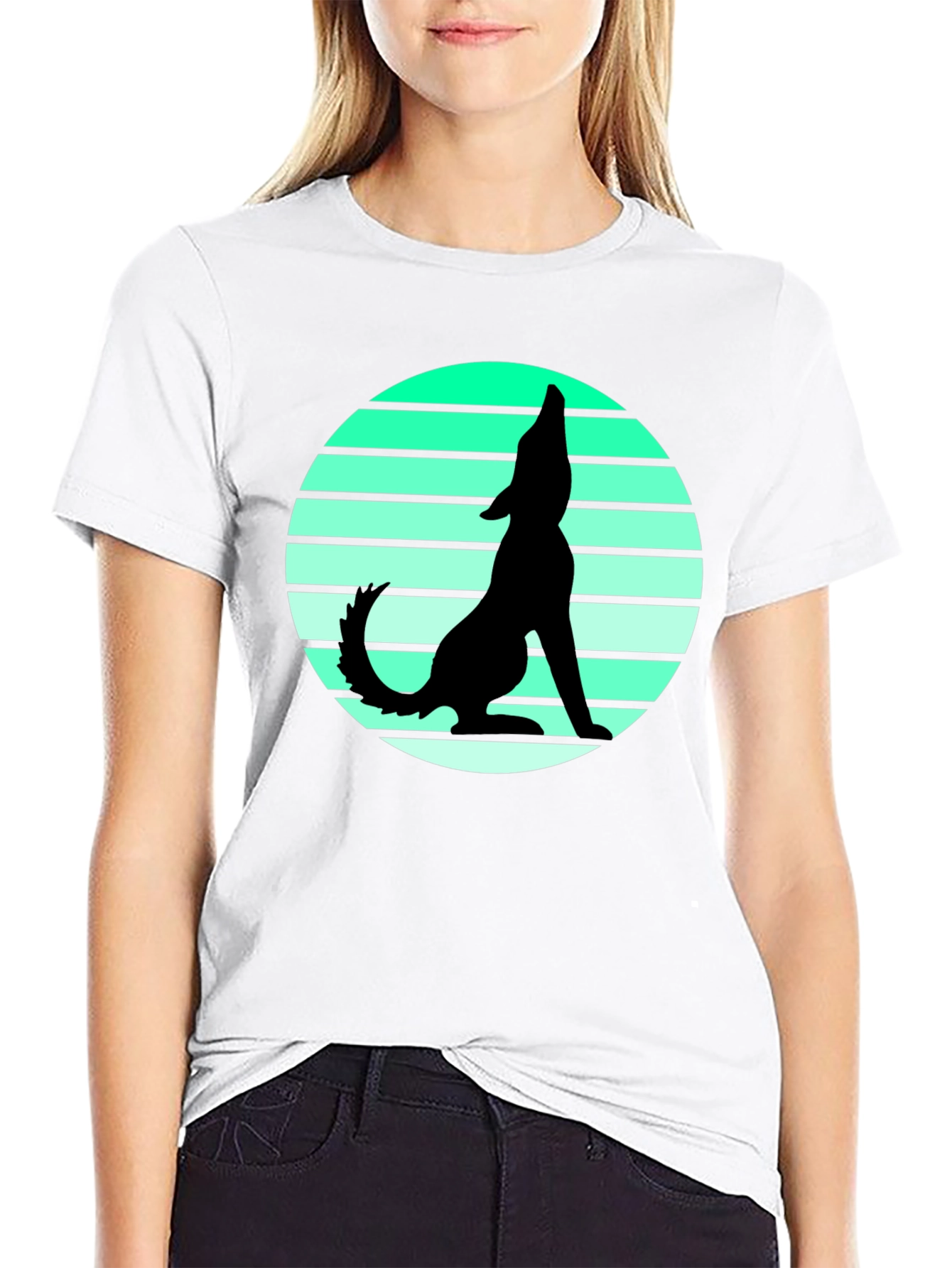 Wolf Silhouette Graphic Tee - Black T-Shirt