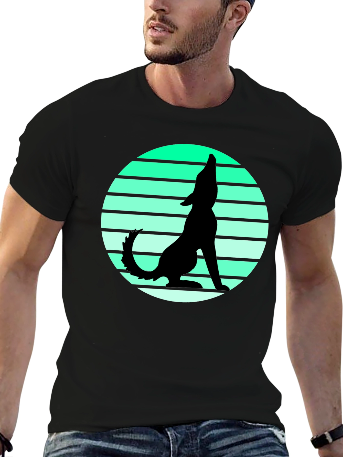 Wolf Silhouette Graphic Tee - Black T-Shirt