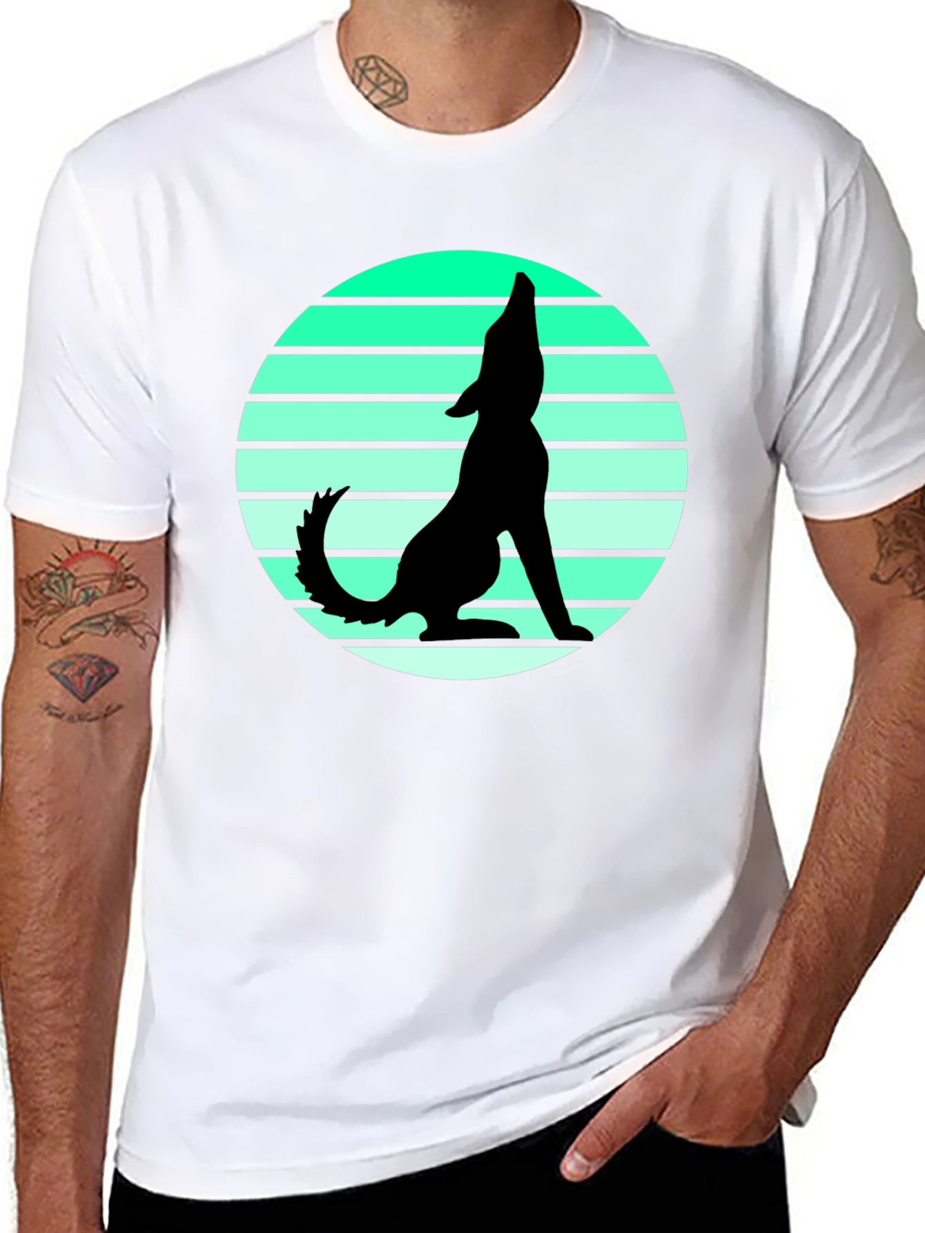 Wolf Silhouette Graphic Tee - Black T-Shirt