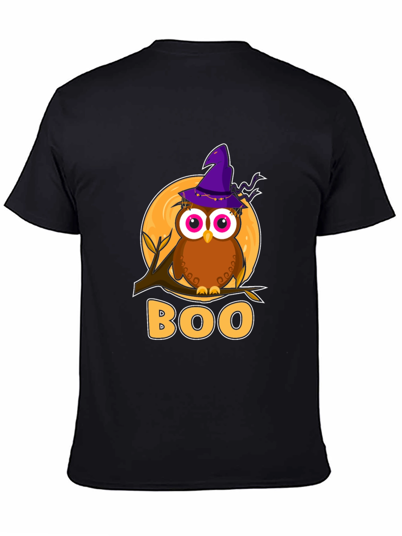 Halloween Owl Boo T-Shirt - Mens Black Tee