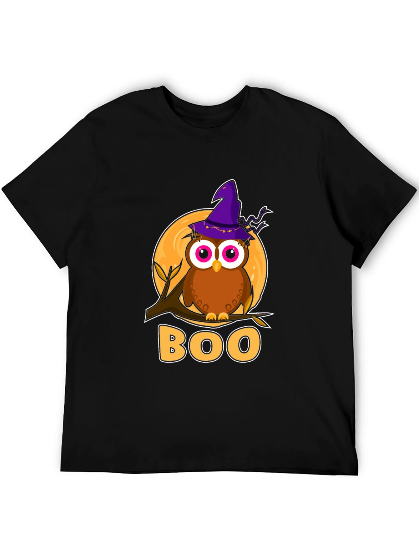 Halloween Owl Boo T-Shirt - Mens Black Tee