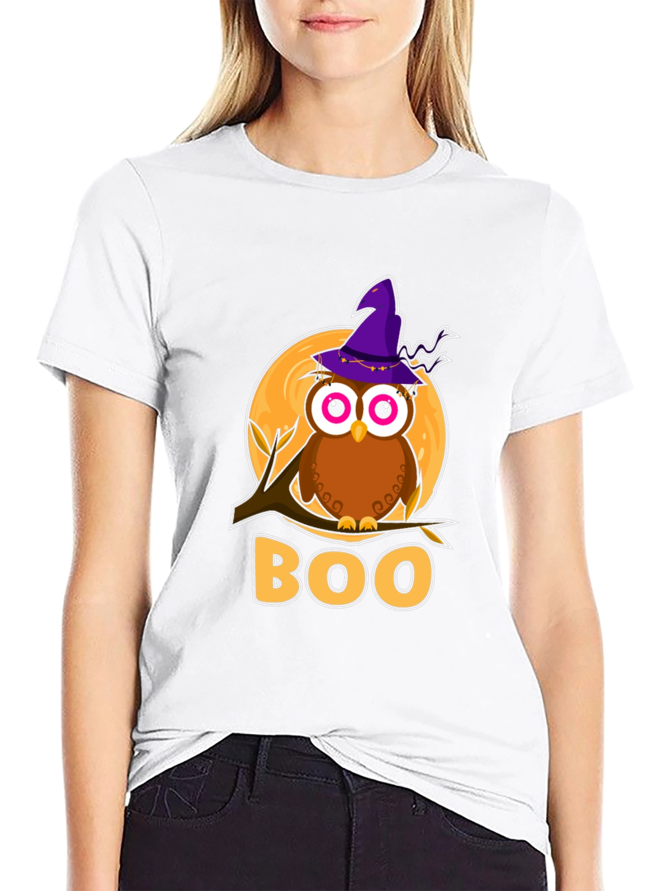 Halloween Owl Boo T-Shirt - Mens Black Tee