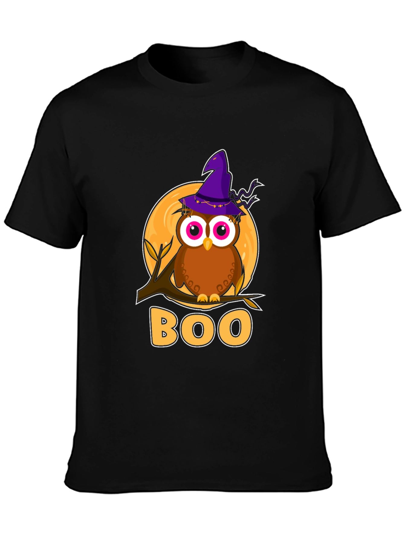 Halloween Owl Boo T-Shirt - Mens Black Tee