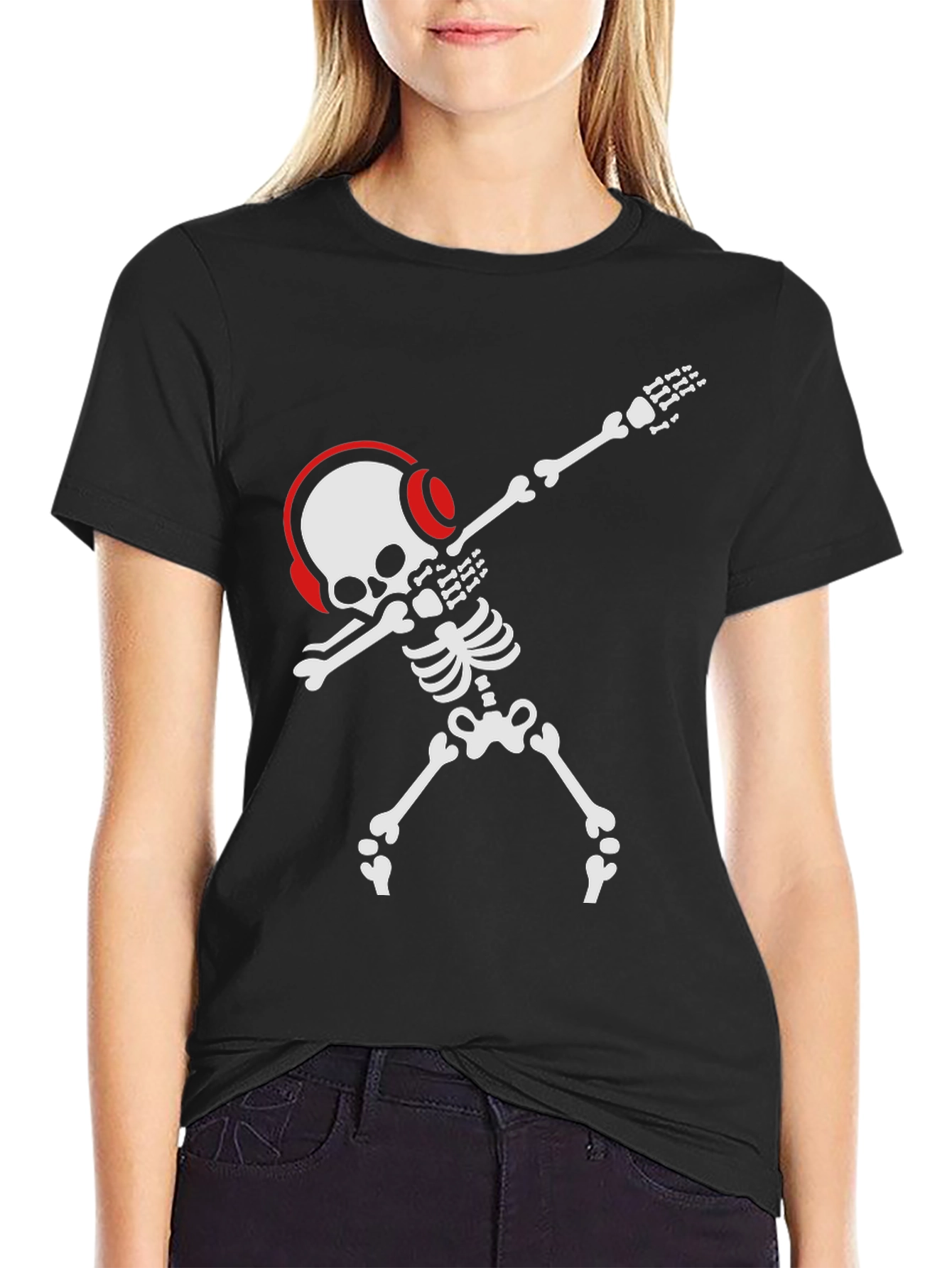 Dabbing Skeleton T-Shirt - Black Graphic Tee
