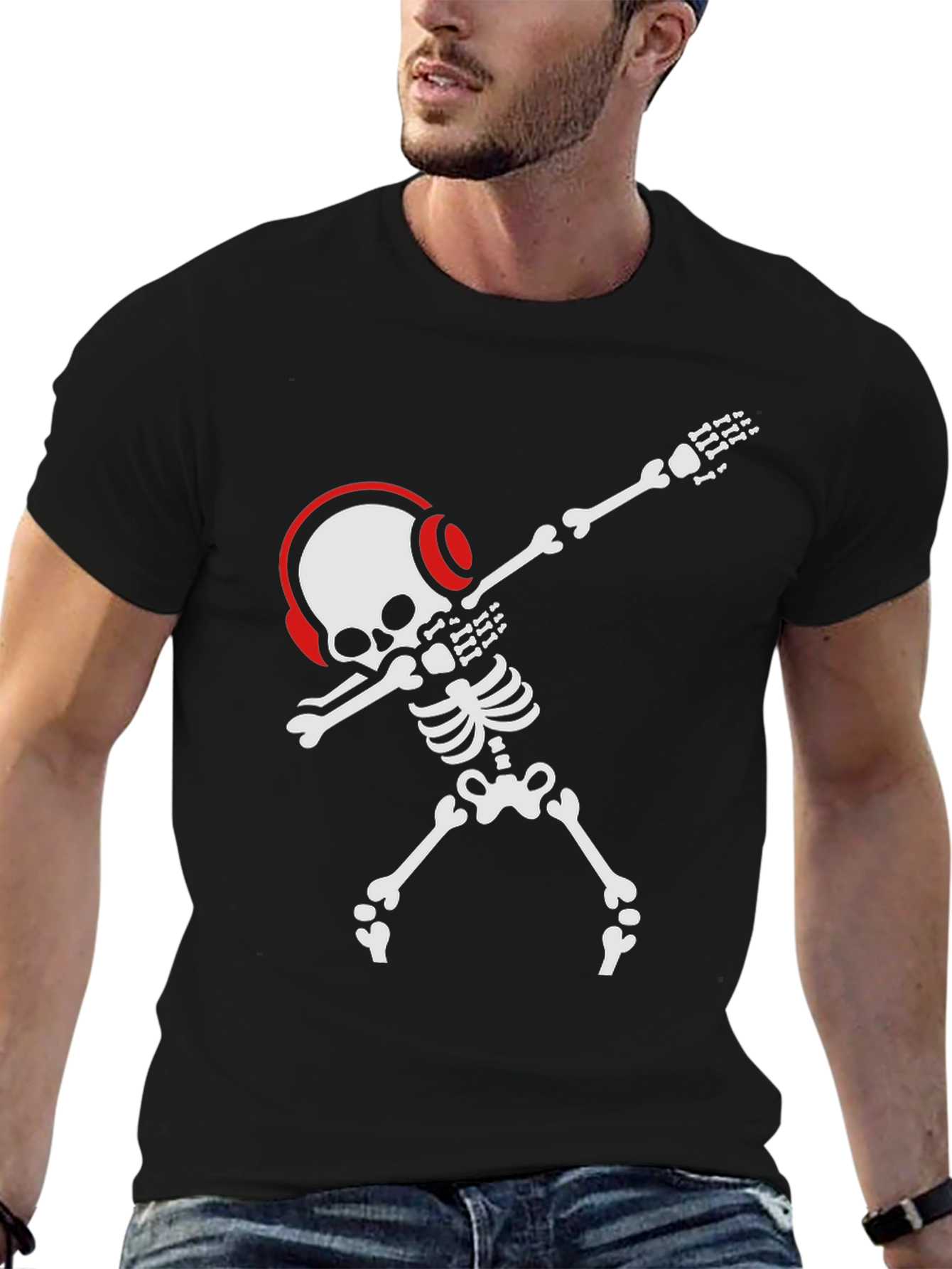 Dabbing Skeleton T-Shirt - Black Graphic Tee
