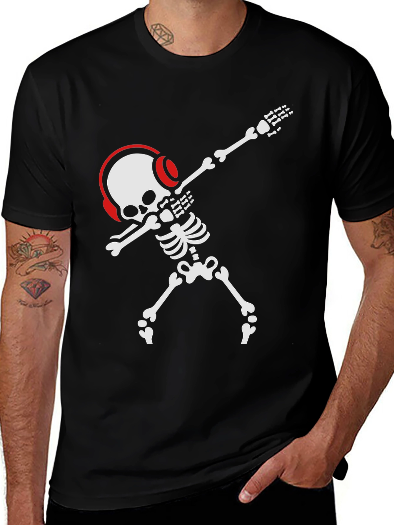 Dabbing Skeleton T-Shirt - Black Graphic Tee