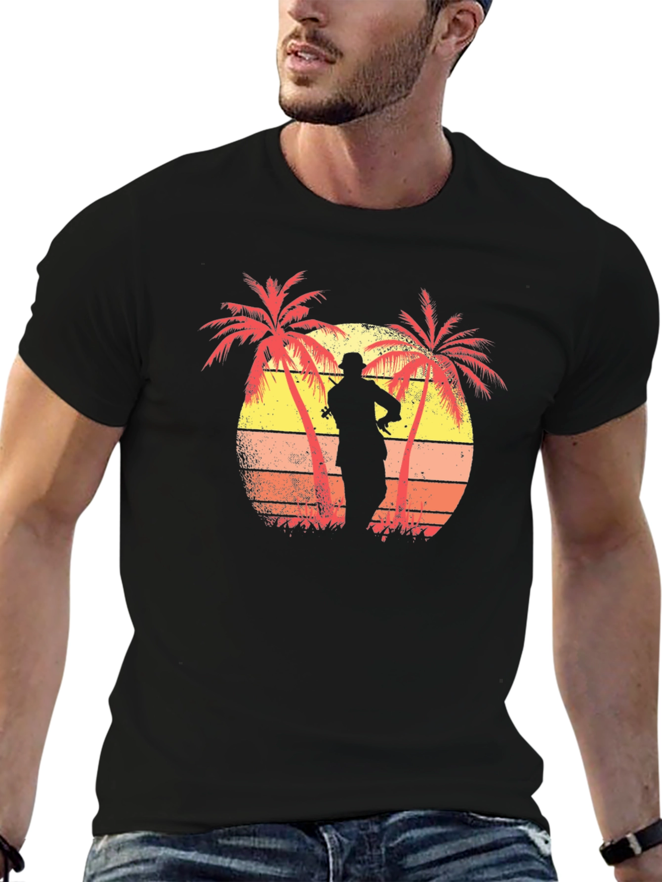Sunset Palm Tree Silhouette Graphic Tee