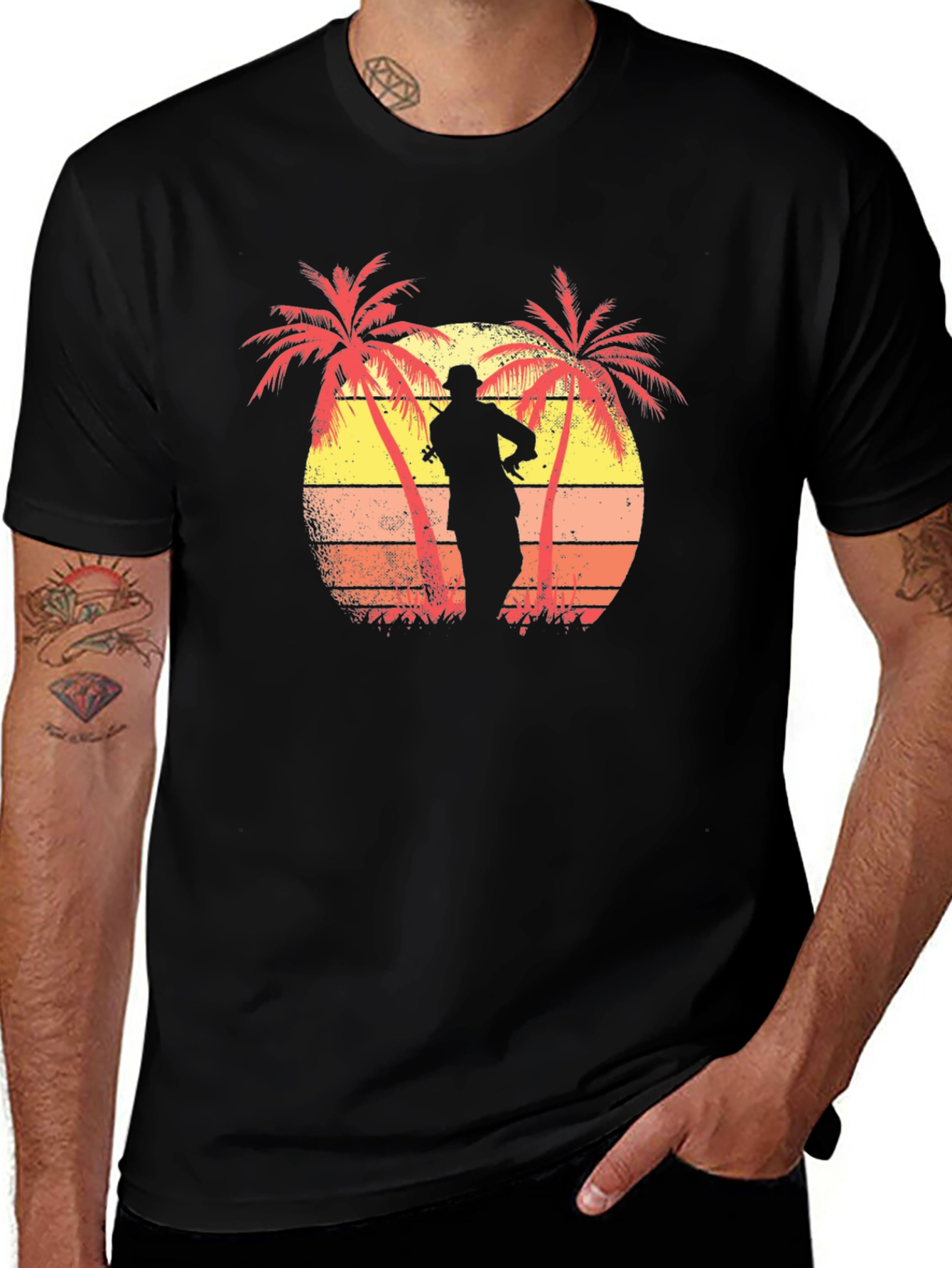 Sunset Palm Tree Silhouette Graphic Tee