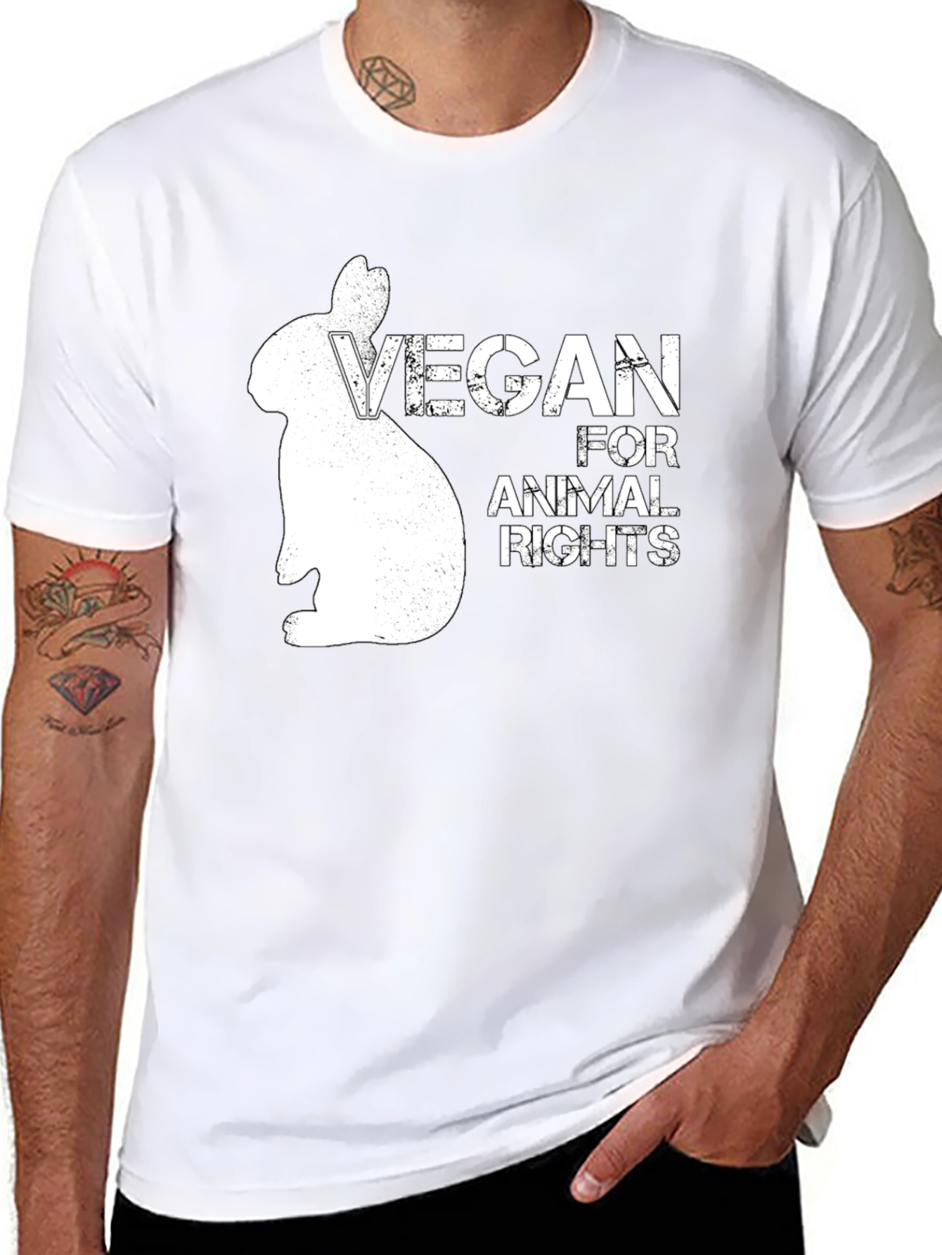Vegan for Animal Rights Graphic T-Shirt - Black