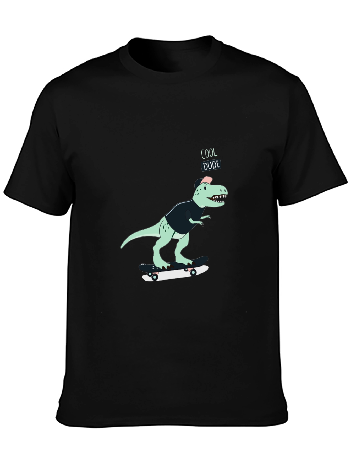 Cool Dude Dinosaur Skateboard Graphic T-Shirt