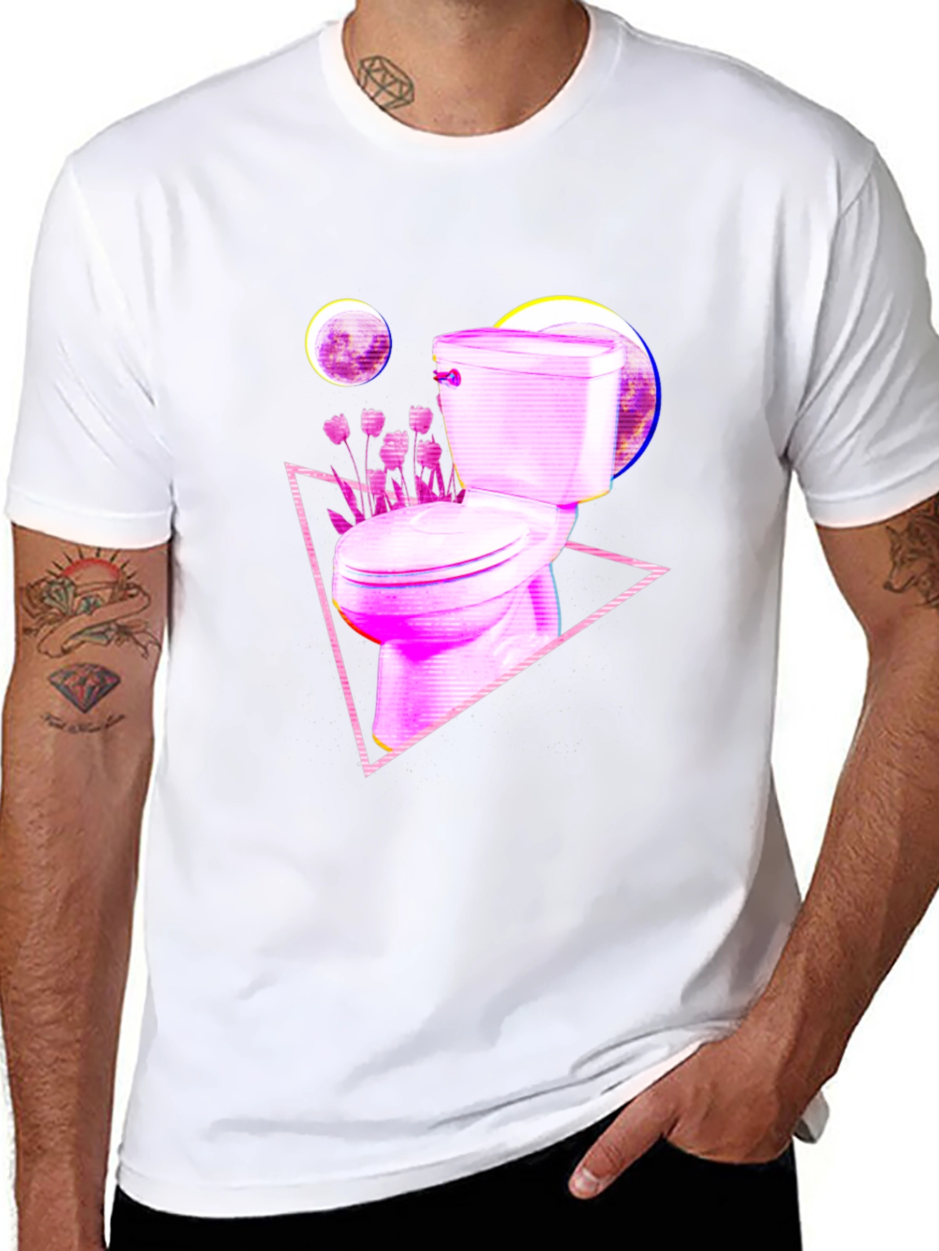 Retro Toilet Graphic Tee - Black