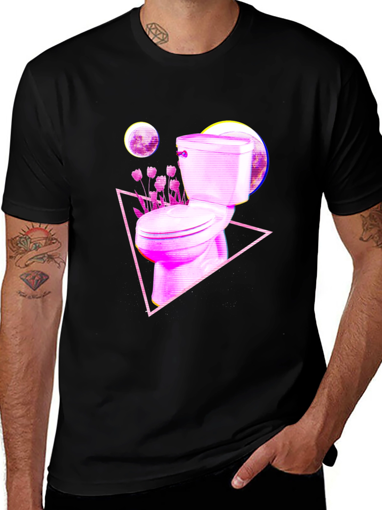 Retro Toilet Graphic Tee - Black