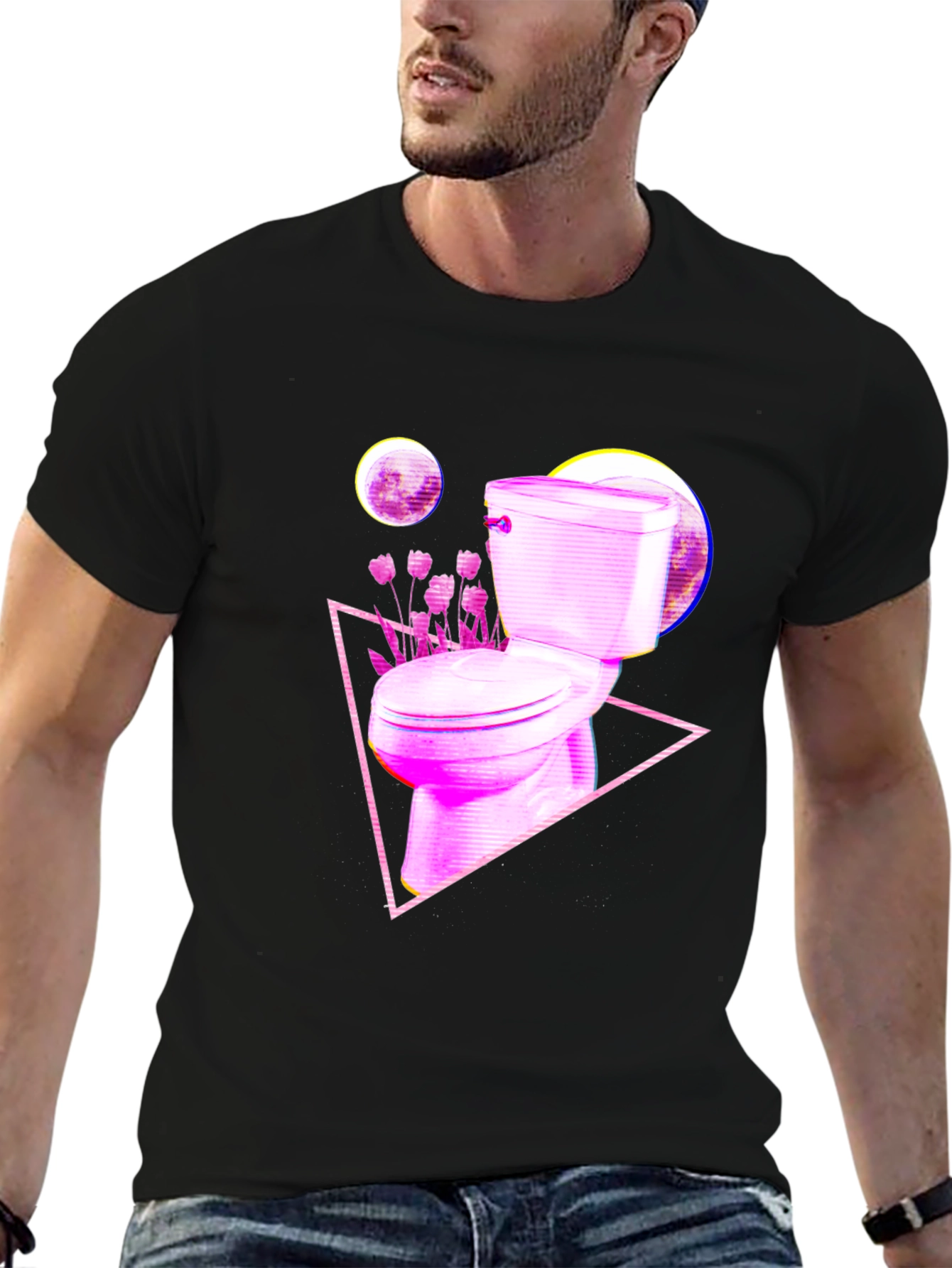 Retro Toilet Graphic Tee - Black