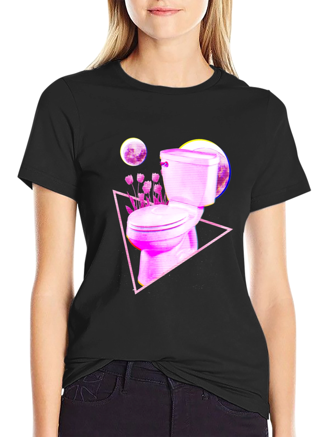 Retro Toilet Graphic Tee - Black