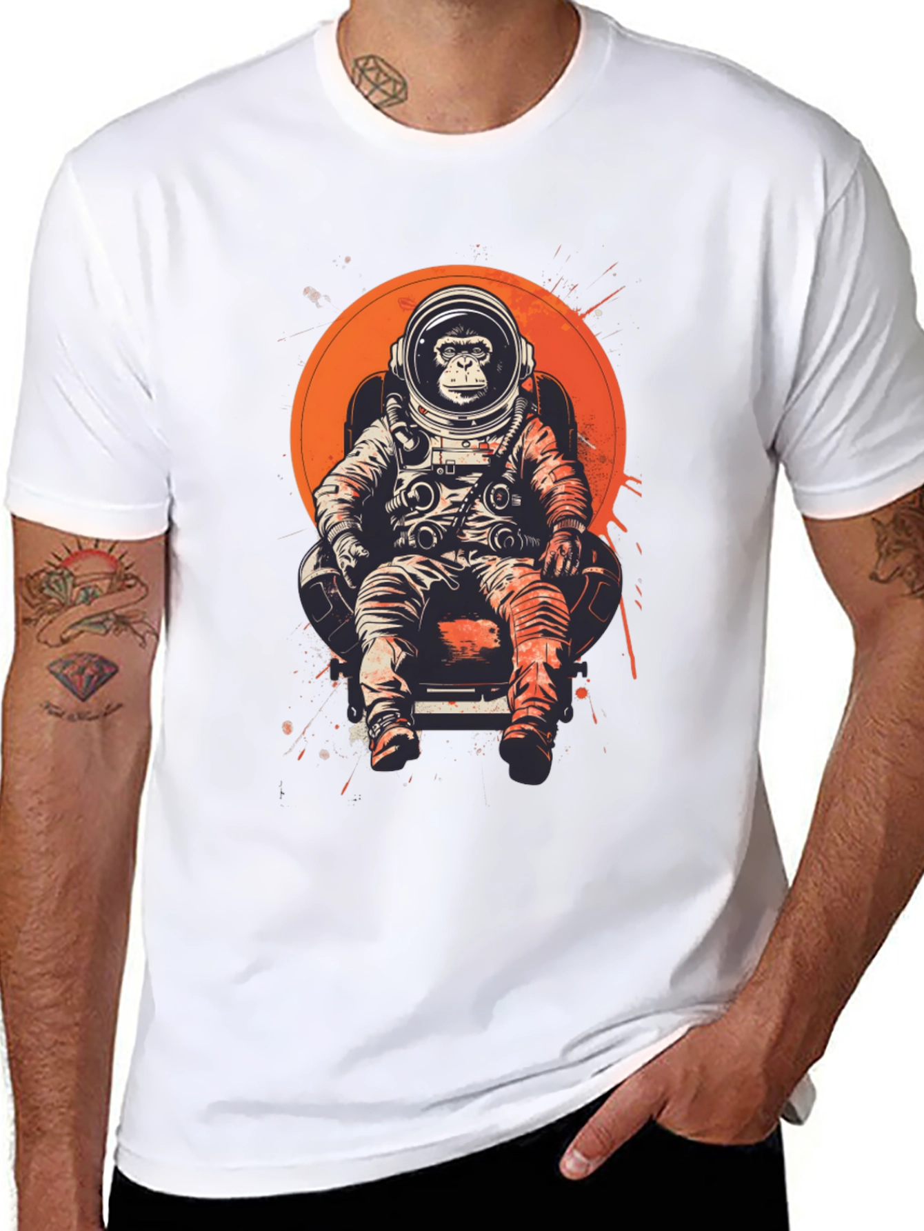 Astronaut Monkey T-Shirt - Space Chimpanzee Tee