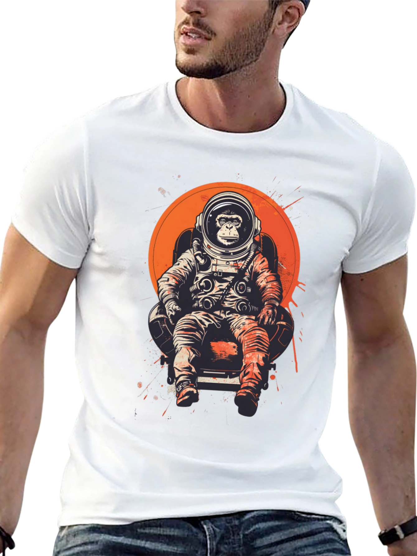 Astronaut Monkey T-Shirt - Space Chimpanzee Tee