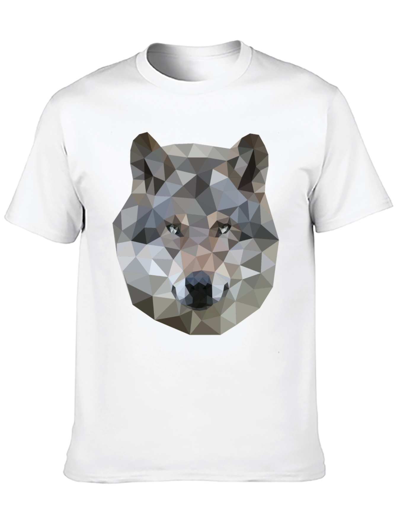 Geometric Wolf Graphic Print Black T-Shirt