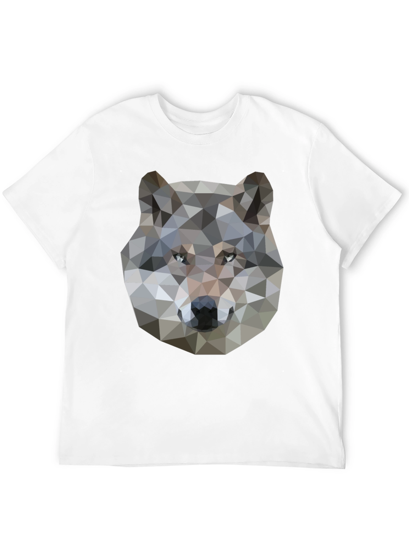 Geometric Wolf Graphic Print Black T-Shirt