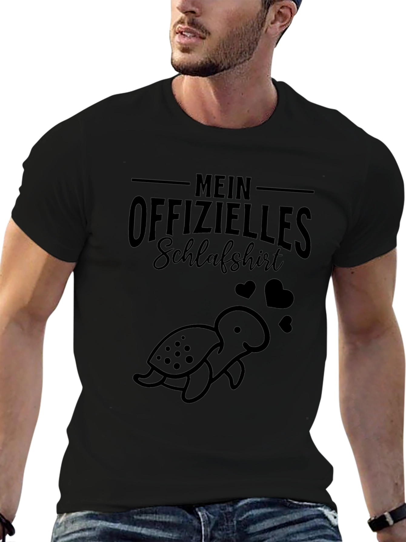 Mens Black Mein Offizielles Schlafshirt Graphic Tee