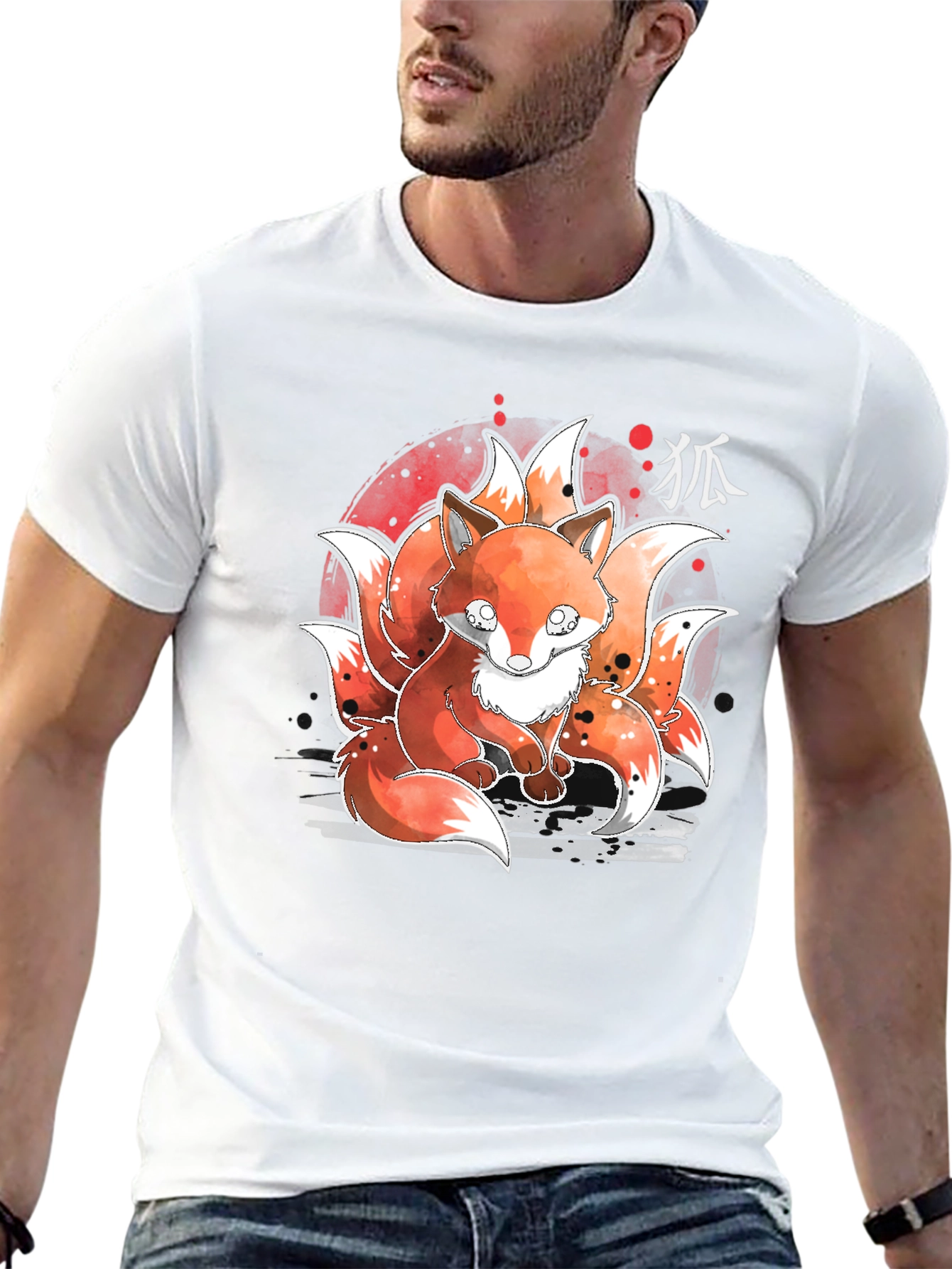 Nine-Tailed Fox Graphic Tee - Japanese Anime Design