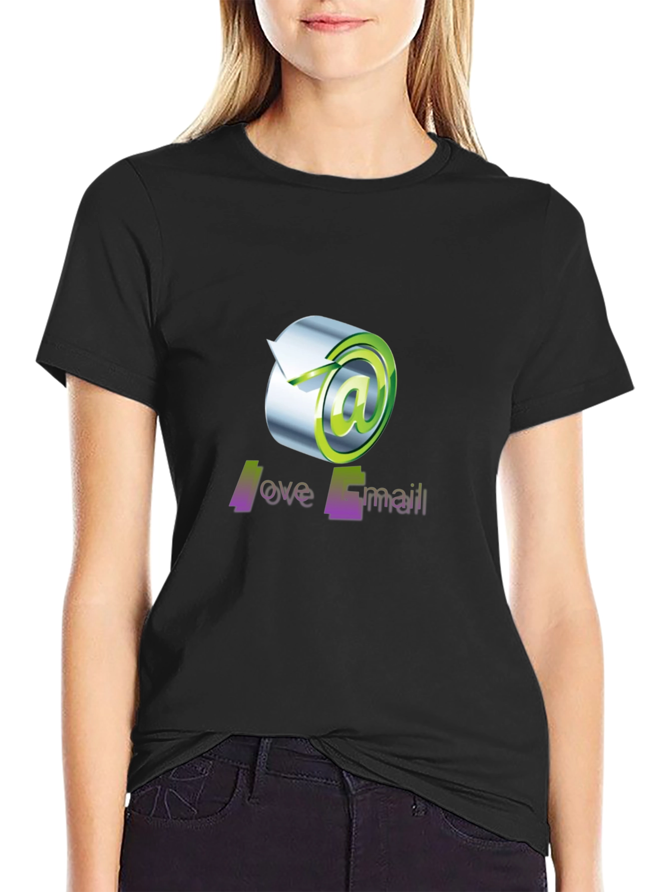 Love Email Graphic Tee - Black Cotton T-Shirt