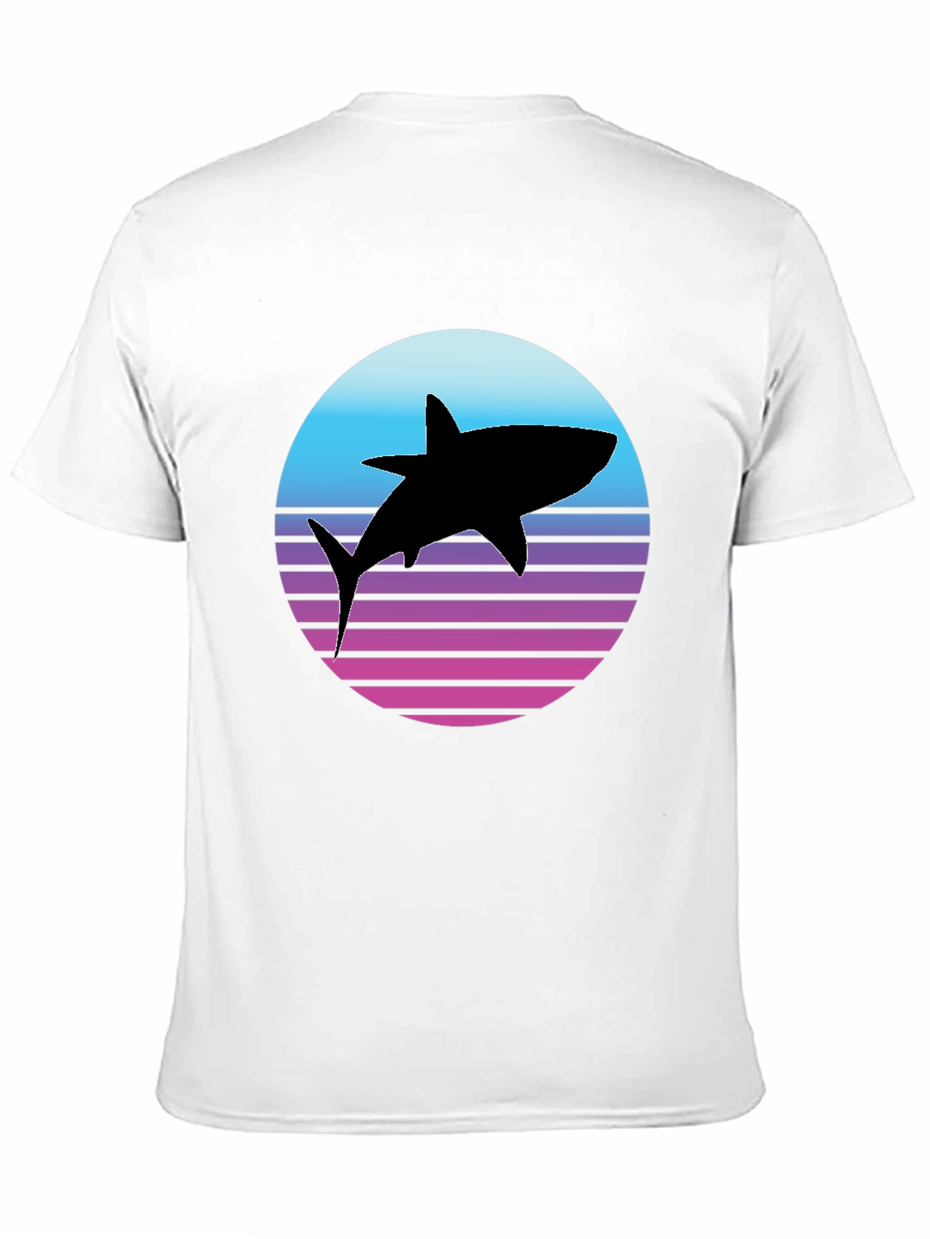 Retro Shark Graphic Tee - Black Cotton T-Shirt
