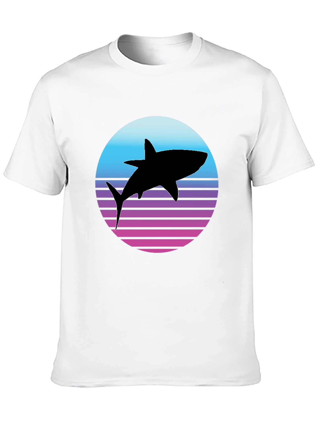 Retro Shark Graphic Tee - Black Cotton T-Shirt