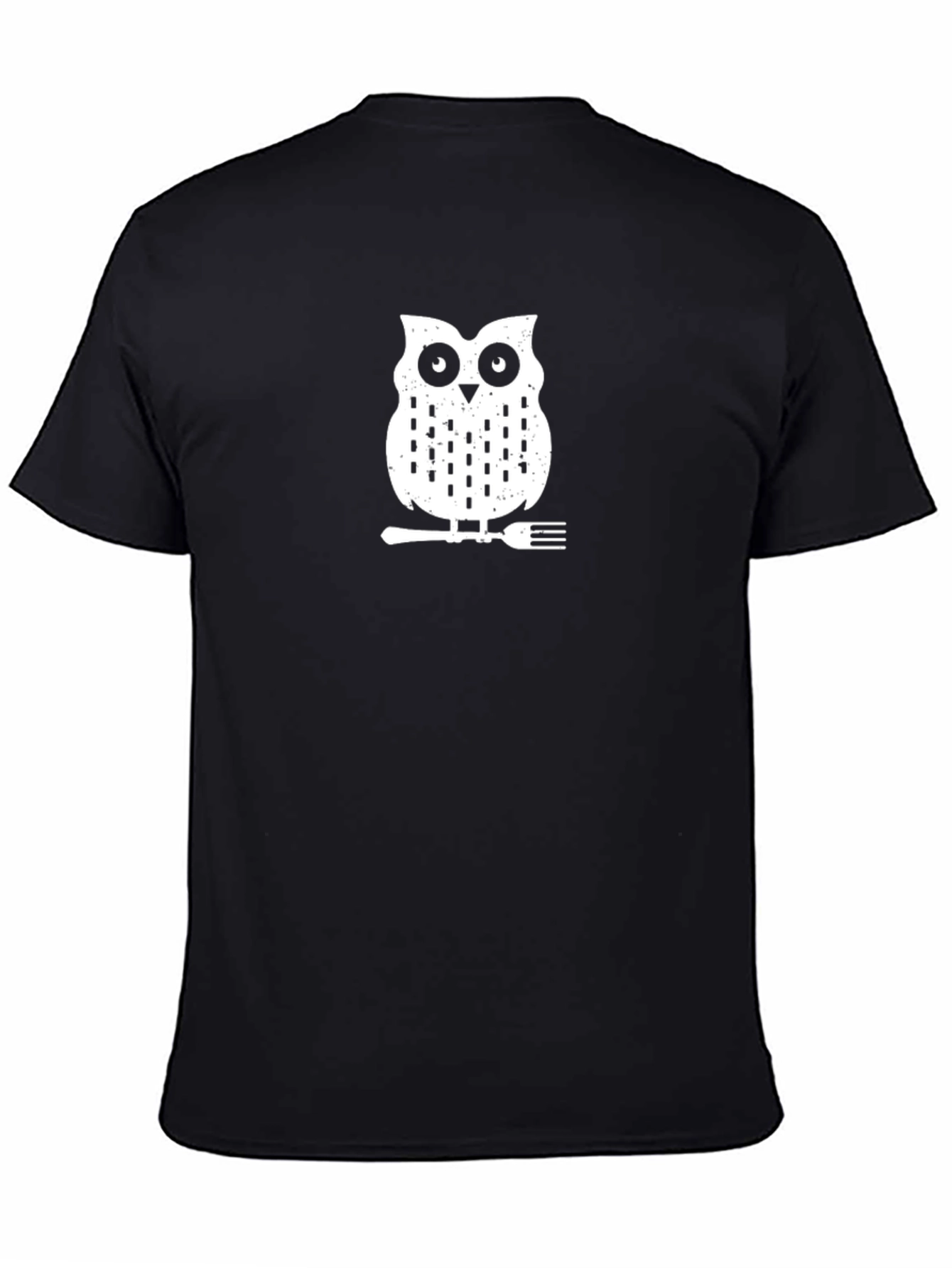 Owl on a Fork Graphic Tee - Black