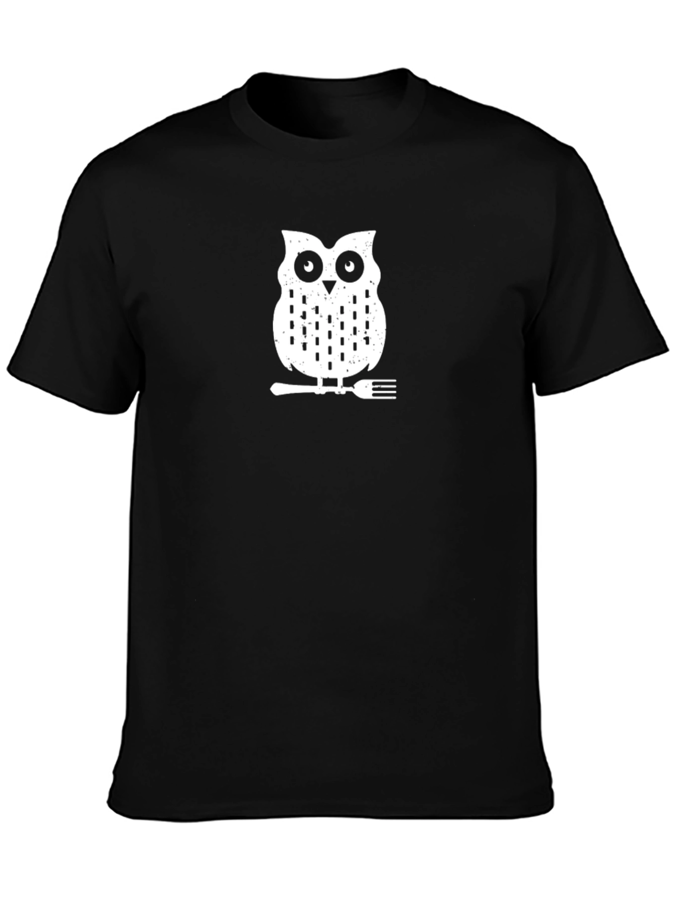 Owl on a Fork Graphic Tee - Black