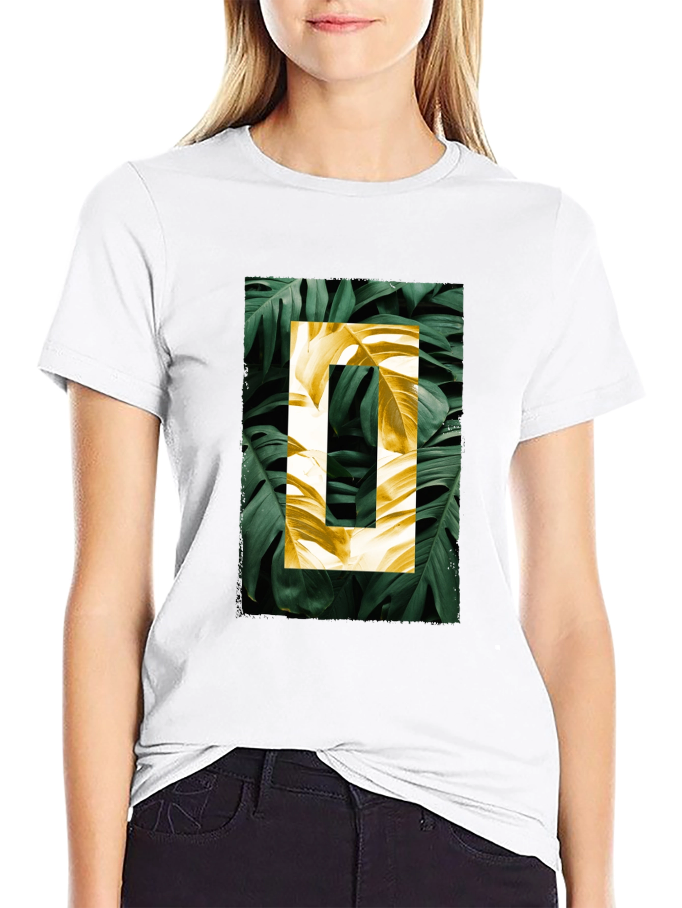Botanical Print Mens Black T-Shirt