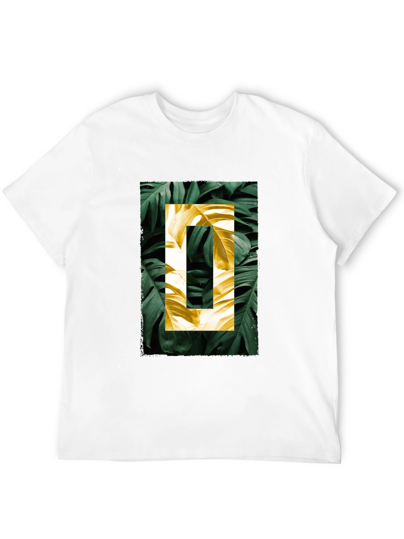 Botanical Print Mens Black T-Shirt