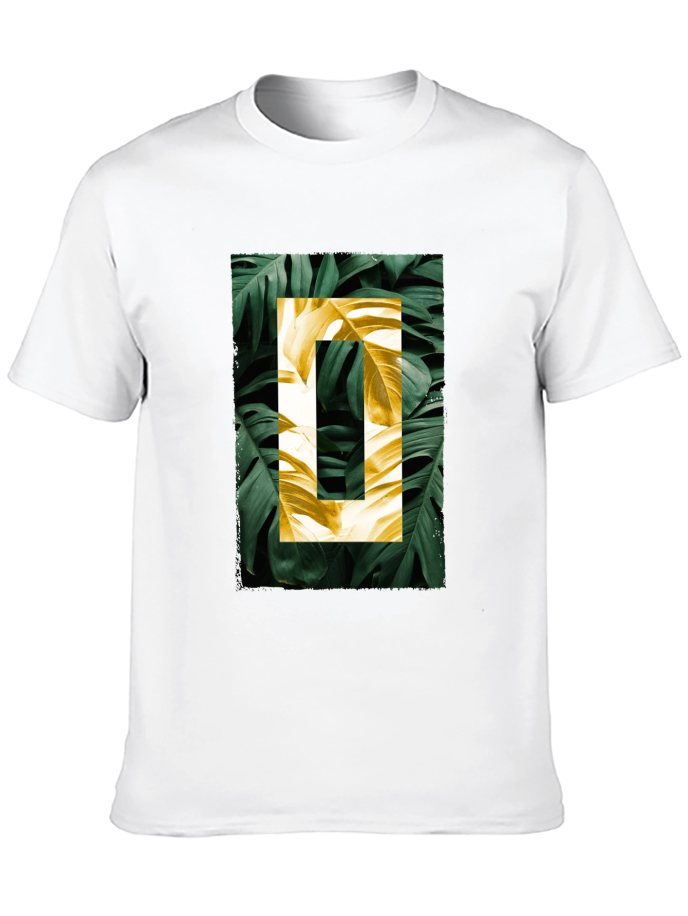 Botanical Print Mens Black T-Shirt