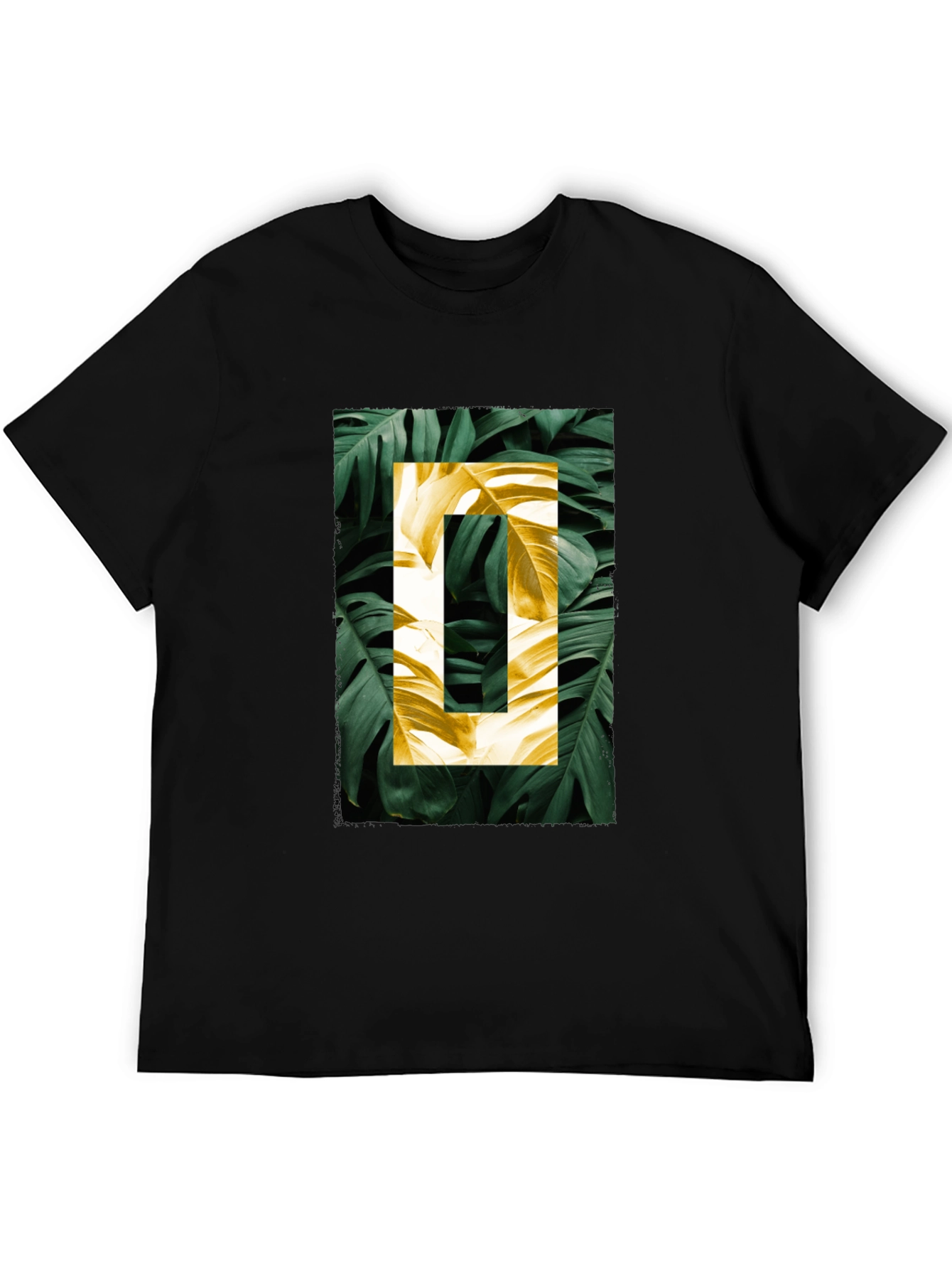 Botanical Print Mens Black T-Shirt