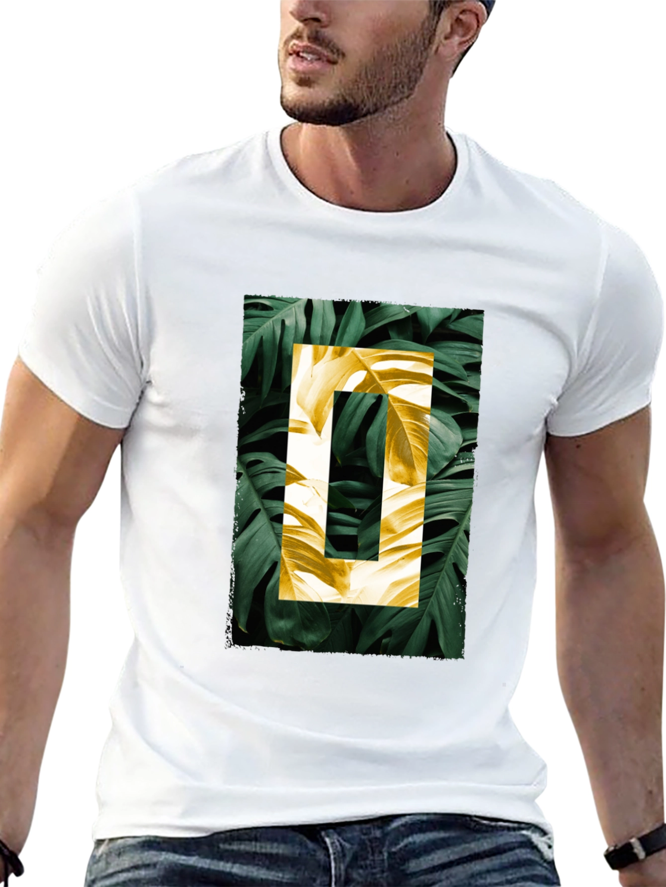 Botanical Print Mens Black T-Shirt