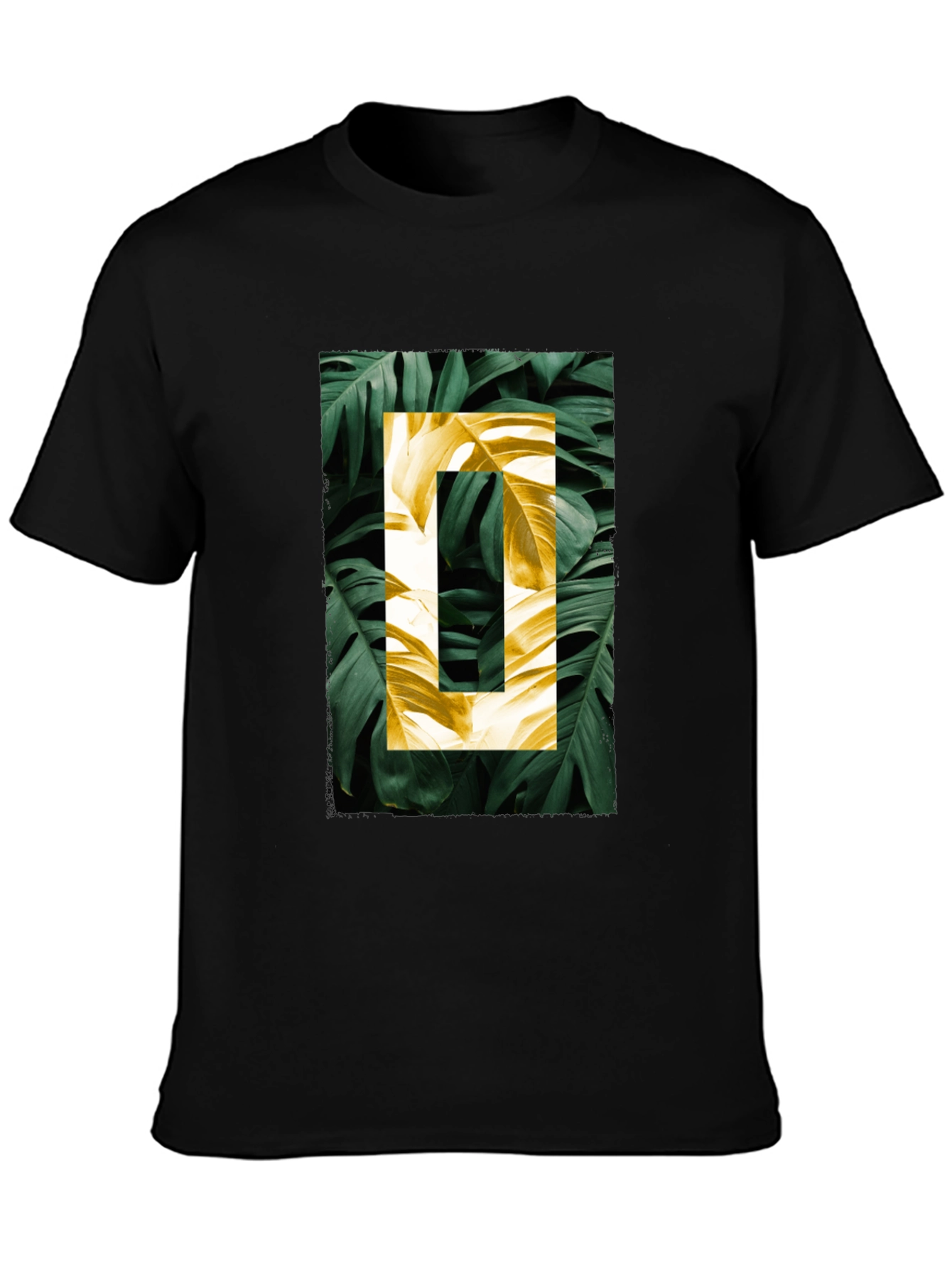 Botanical Print Mens Black T-Shirt