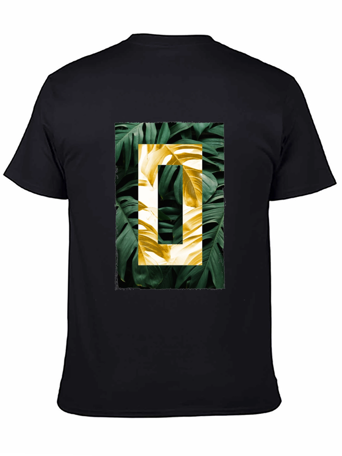 Botanical Print Mens Black T-Shirt