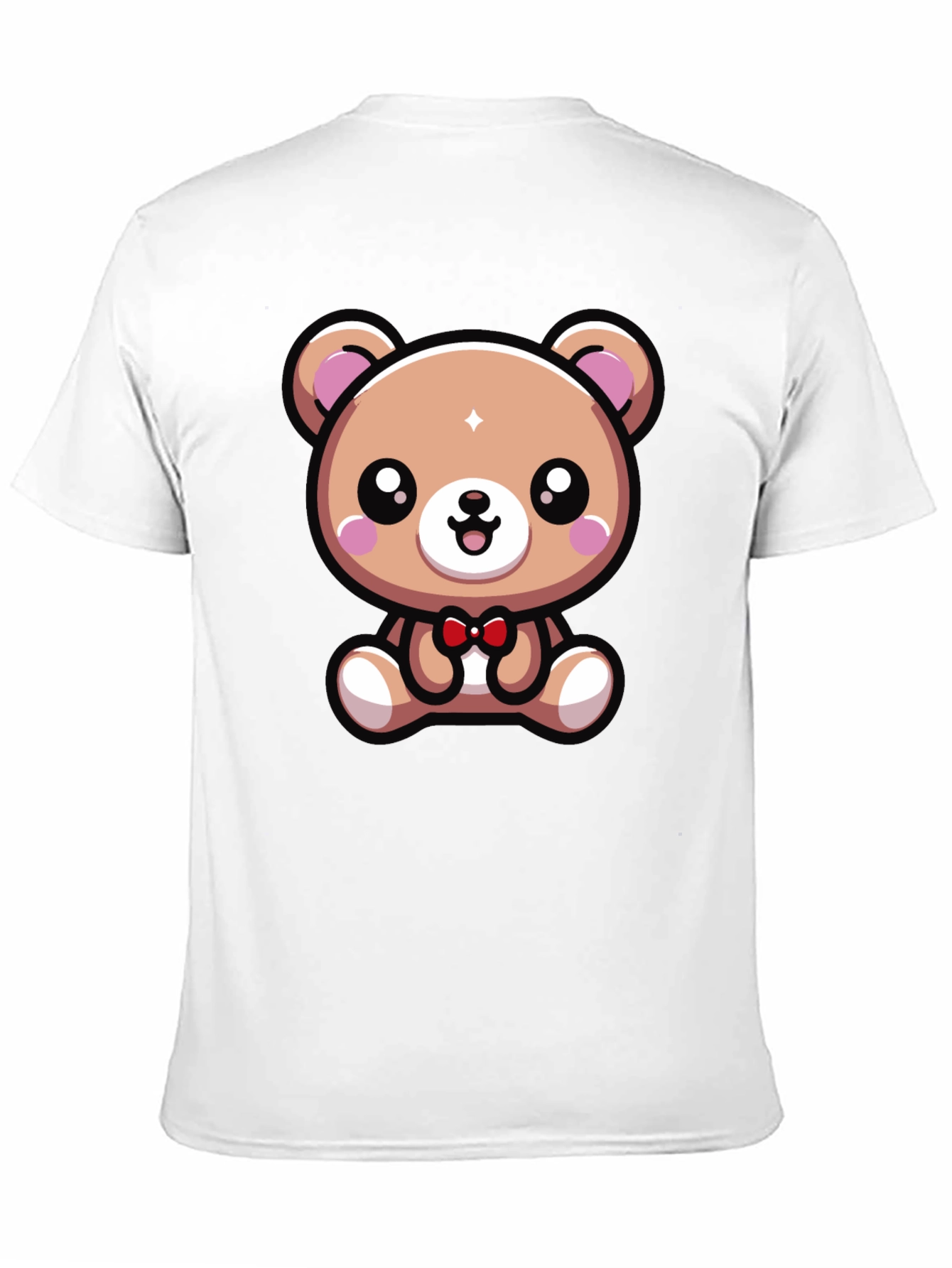 Cute Cartoon Bear Graphic Tee - Black