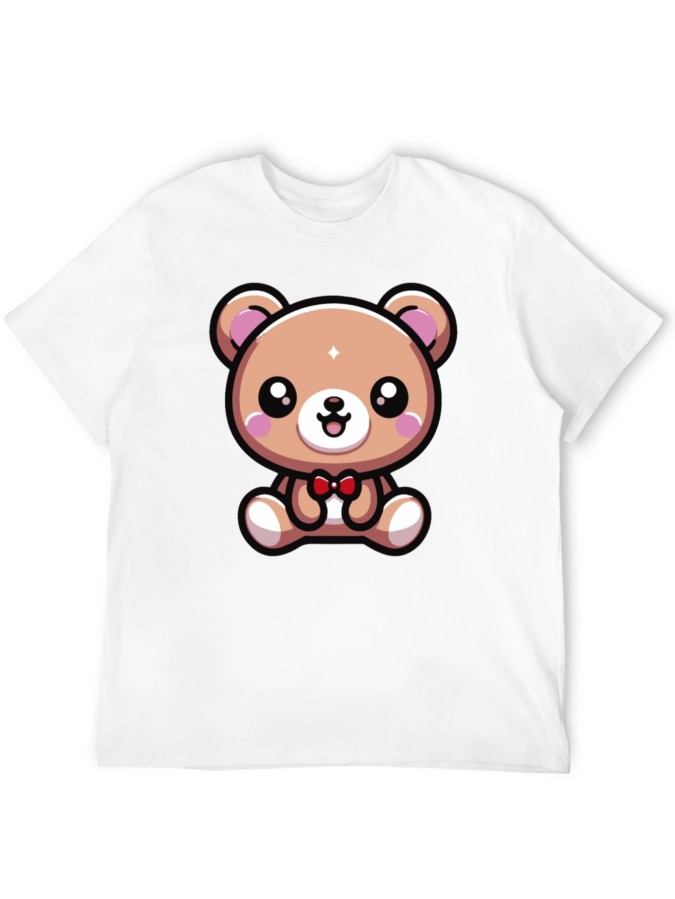 Cute Cartoon Bear Graphic Tee - Black