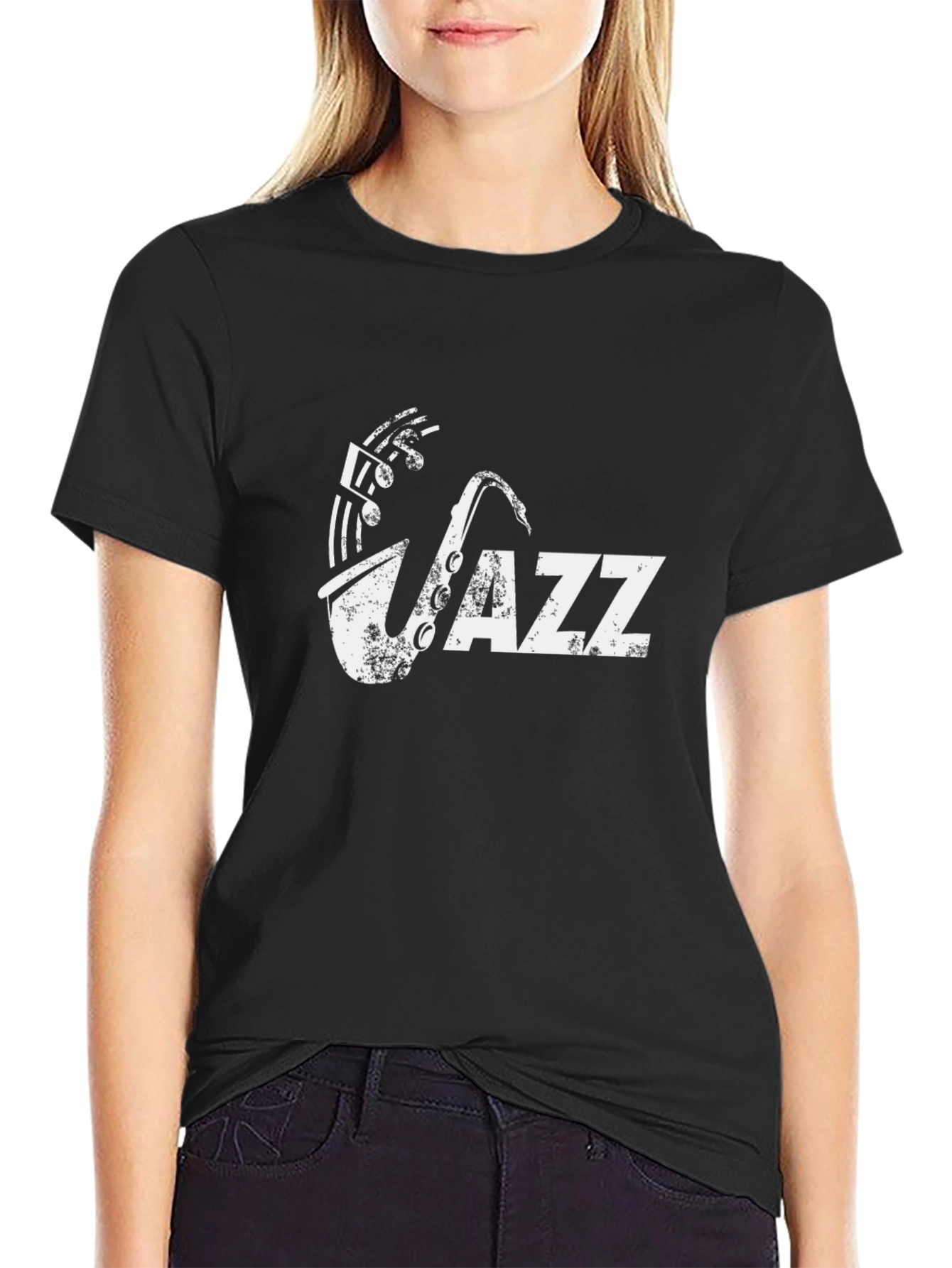 Mens Black Jazz Saxophone Graphic Tee