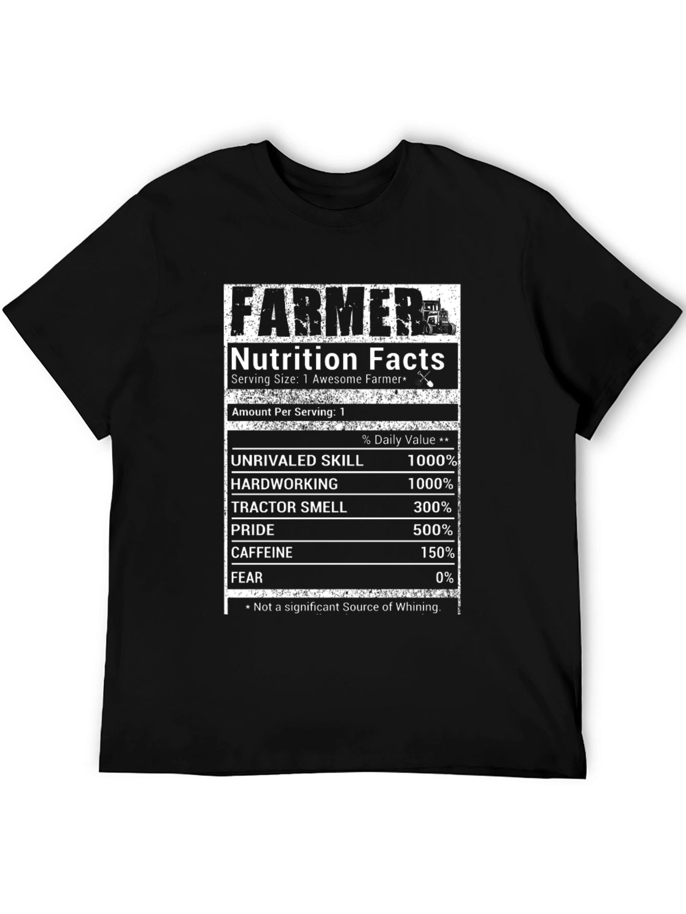 Funny Farmer Nutrition Facts Black T-Shirt