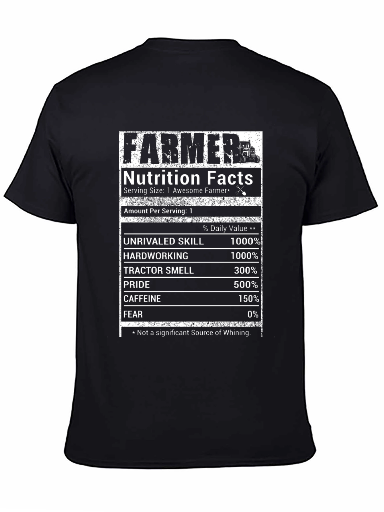 Funny Farmer Nutrition Facts Black T-Shirt