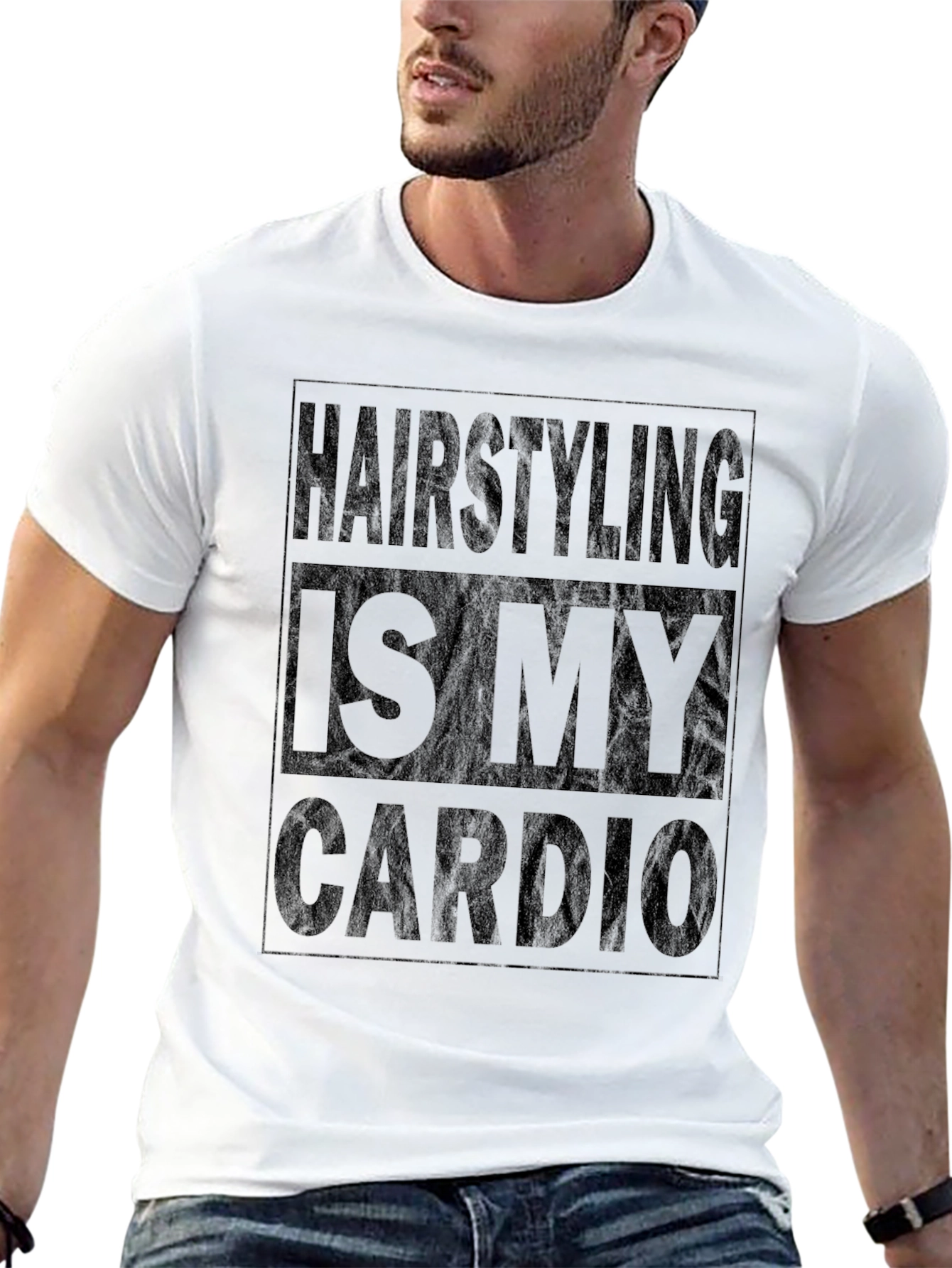 Hairstyling Is My Cardio Black Graphic Tee