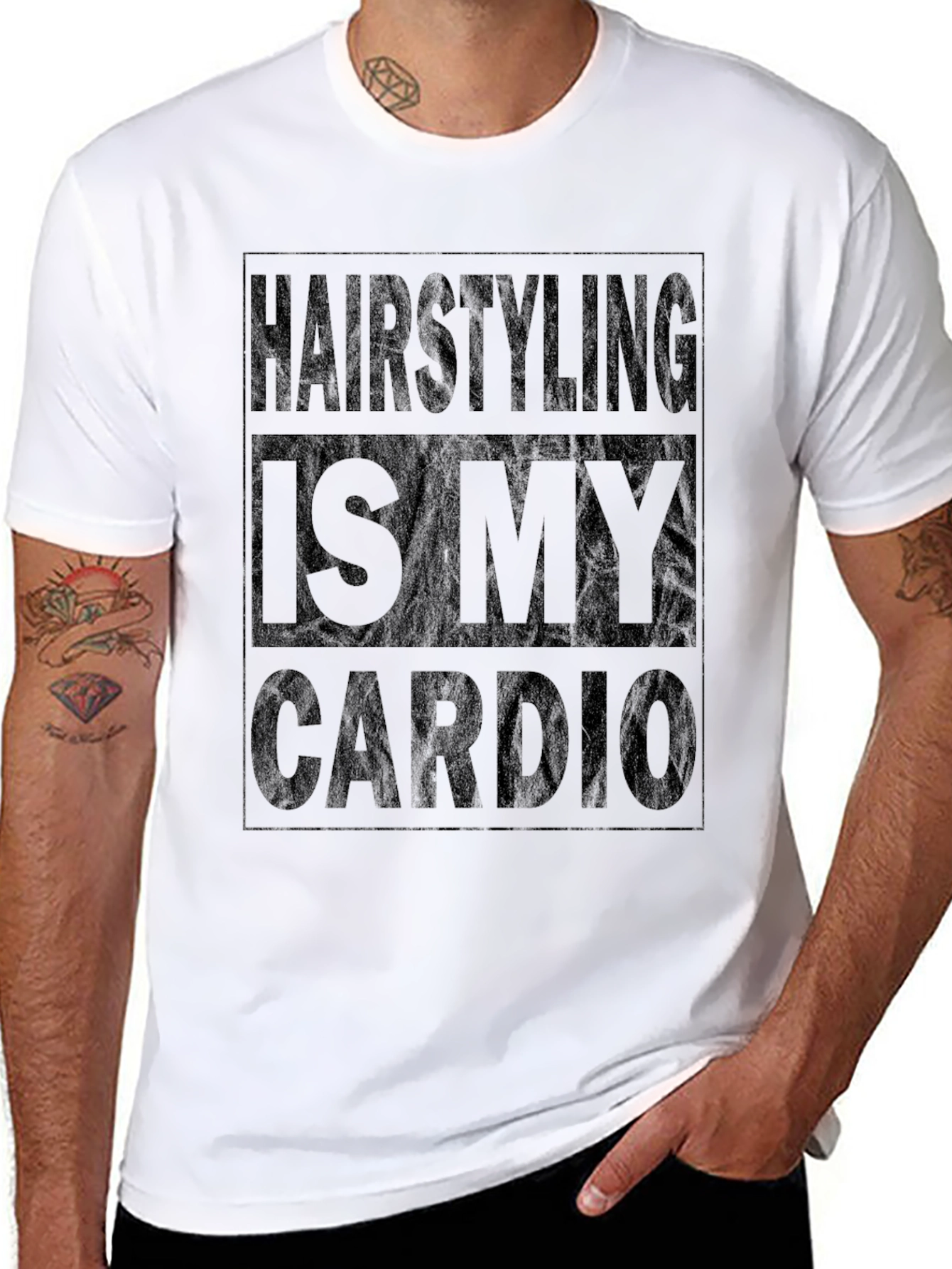 Hairstyling Is My Cardio Black Graphic Tee