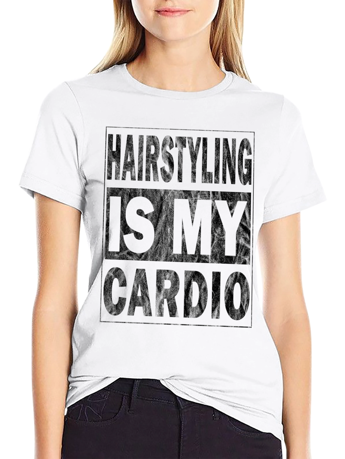 Hairstyling Is My Cardio Black Graphic Tee