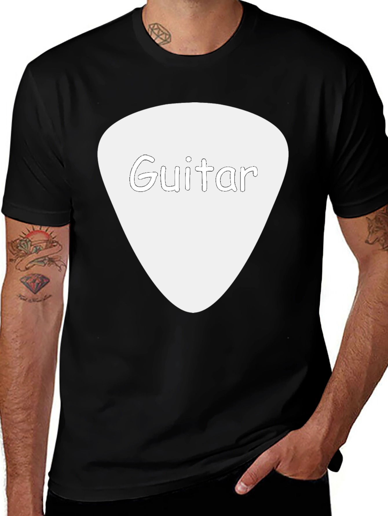 Guitar Pick Tee - Black Cotton Guitarist T-Shirt